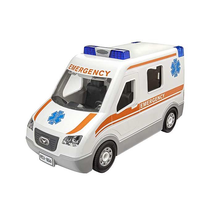 ماشین اسباب بازی آمبولانس برند Revell و مدل Ambulance مناسب کودکان سنین از 4 تا 7 سال و از دسته اسباب بازی های موزیکال و سرگرمی می باشد.